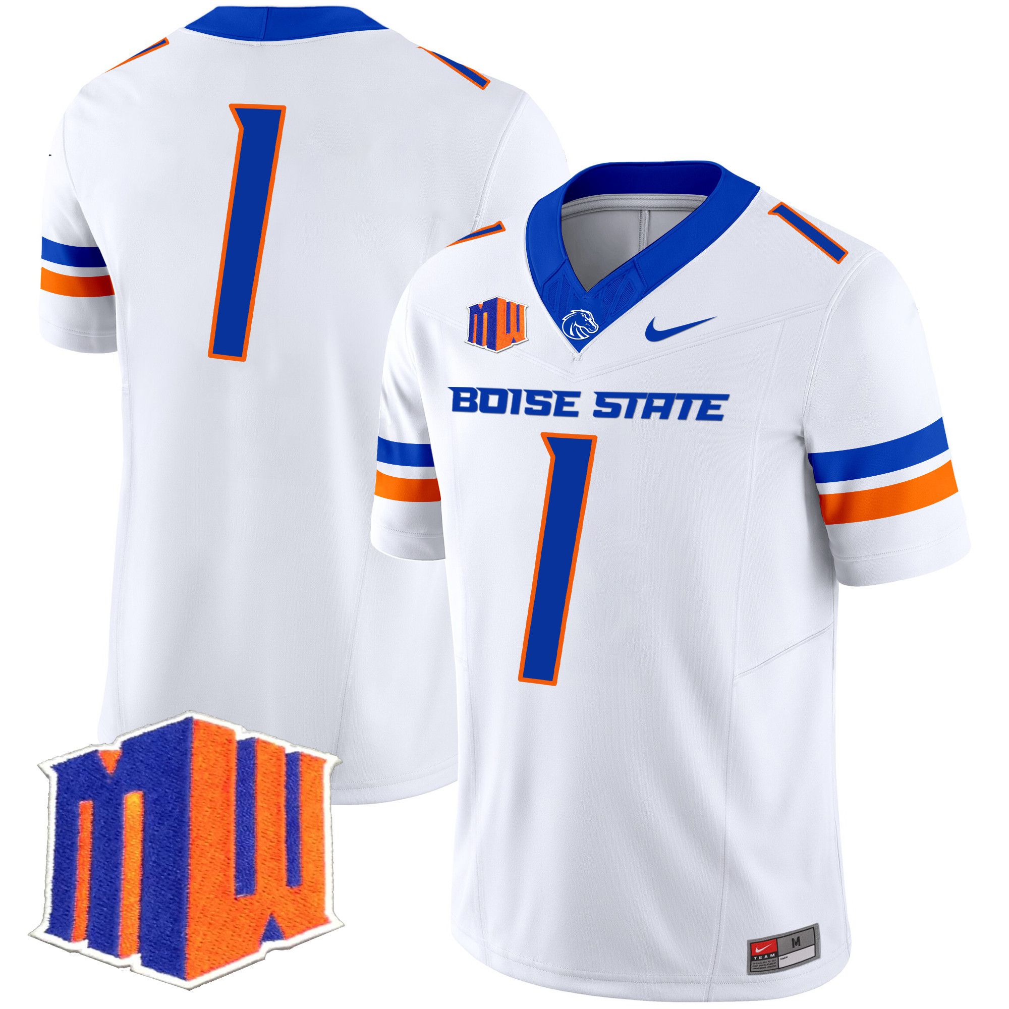 Men Boise State Broncos #1 No Name White Nike 2024 Vapor Limited NCAA Jersey